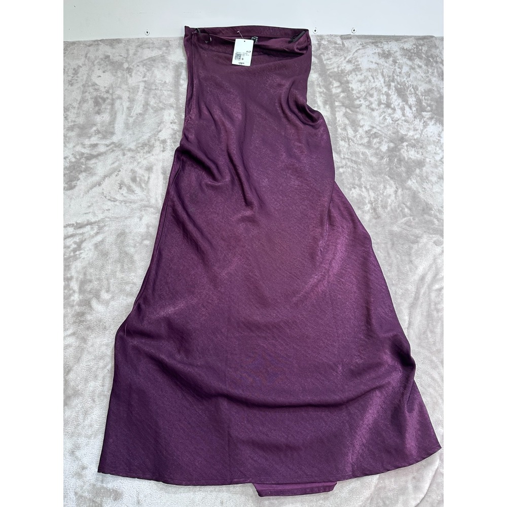 NWT FOREVER 21 Strapless Tube Dress Womens Small Plum Purple Satin Maxi Gown S